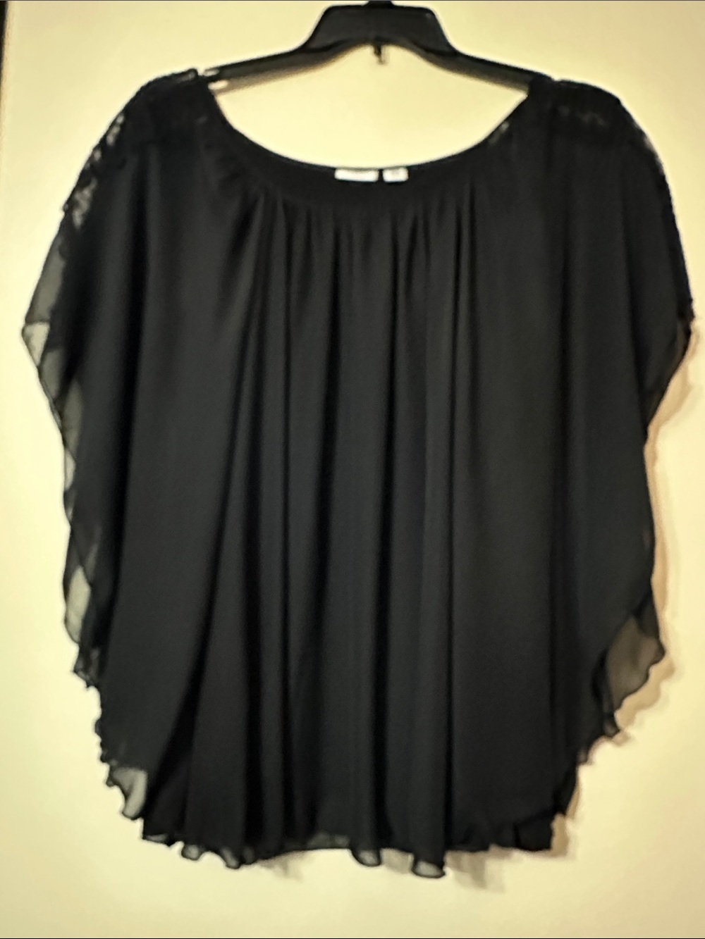 Cato Black Chiffon Flowing Tunic Top